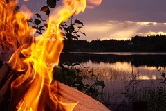 feu de camp, Laponie Suédoise