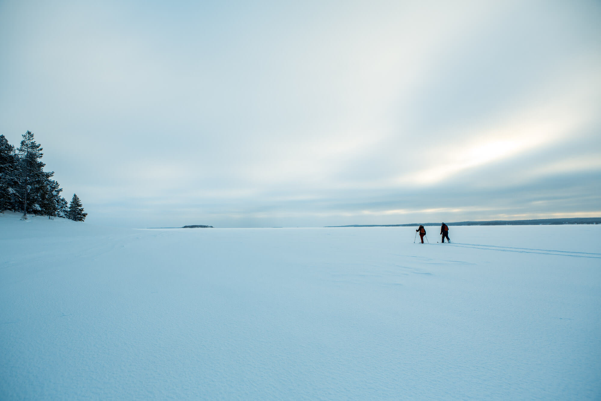 Skiing on the ice in Swedish Lapland