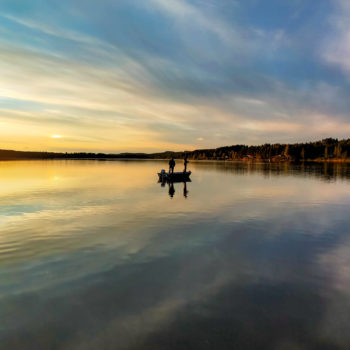 Coucher du soleil sur la Skellefteaven en laponie suedoise