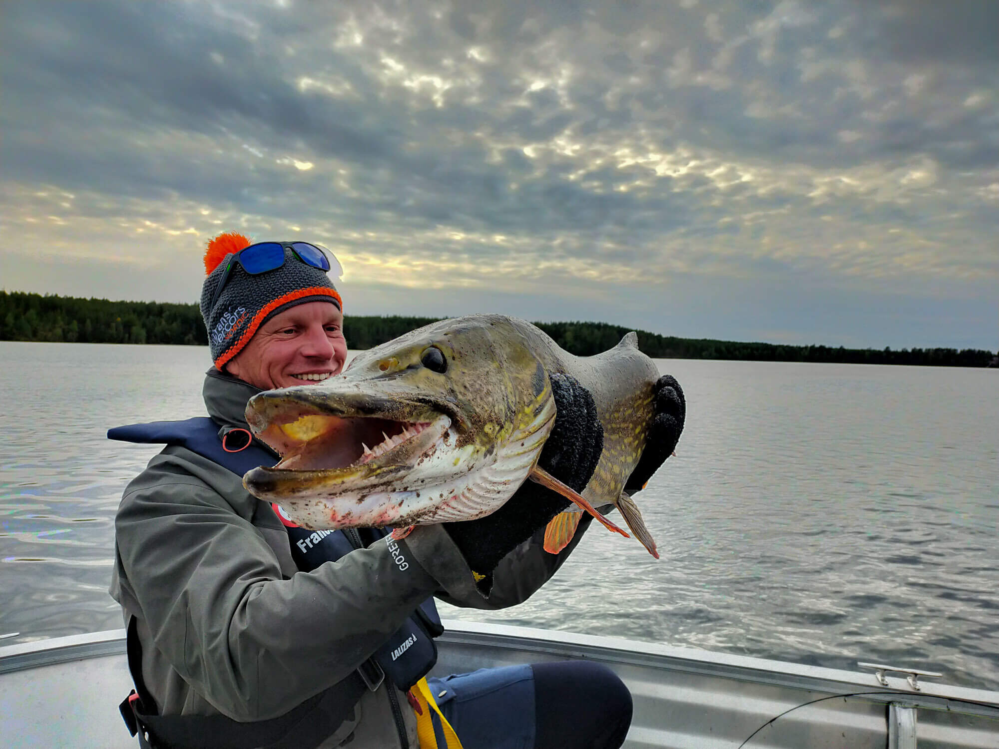Un énorme brochet pris pendant un séjour de pêche en laponie suédoise