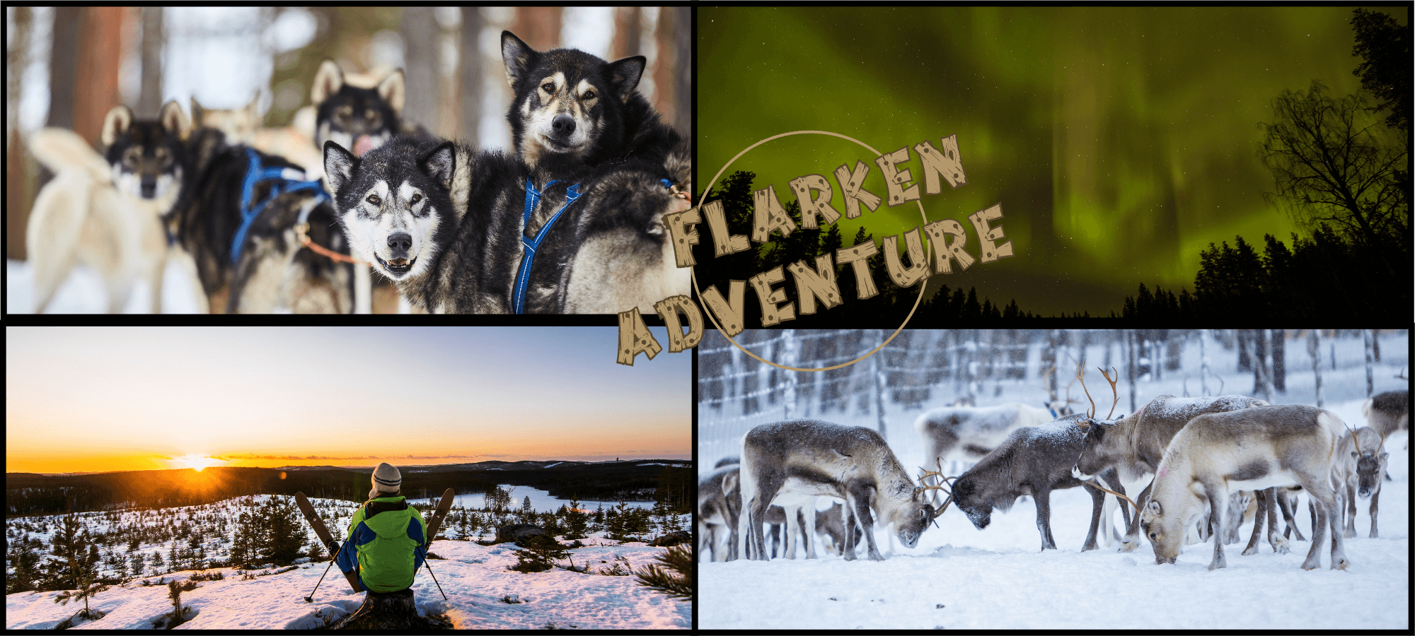 Collage de photos illustrant les différentes activités du séjour multi activités avec Flarken Adventure